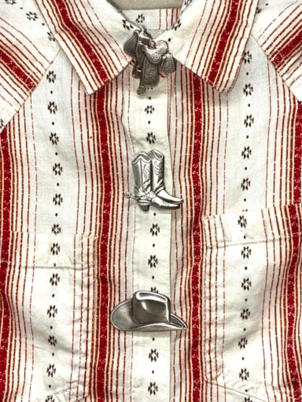 VTG Buttons Covers Set of 3 Cowboy Boot, Hat, Western Saddle Color: Silver #ps